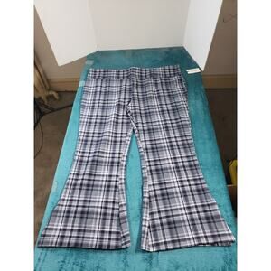 Terra Sky Pants Sz 4X Womens Gray Check Pull on Elastic Waist Bootcut NWT